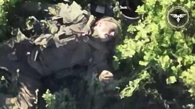 A Russian motorcycle assault group was eliminated by FPV drone on the Avdiivka front.  Video published by UA 47th Brigade -May 2024