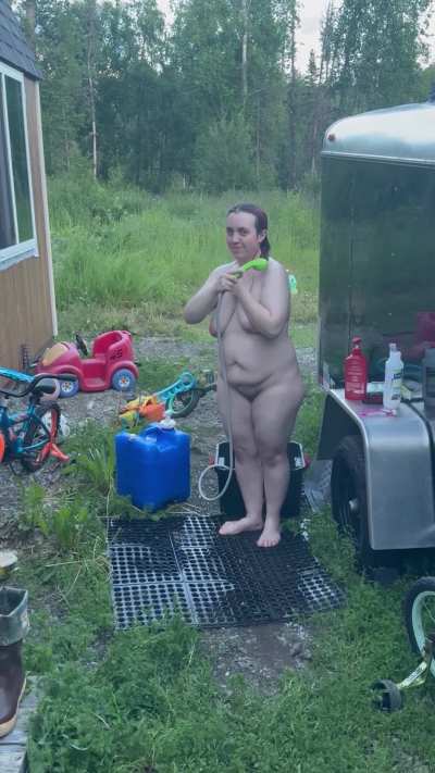 Miss taking outdoor showers in the summer 