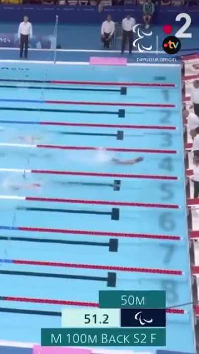 Brazilian paralympic swimmer Gabriel Araujo born with short legs and no arms obliterates the field in the 100m backstroke