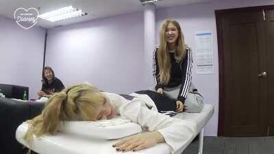 Rosé Spanks Lisa's Booty During A Massage.