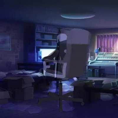 kanade spinning on a chair