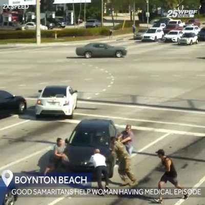 INCREDIBLE MOMENT: Boynton Beach police sent this video out in the hopes to honor the people who got out of the car to help the woman who had a medical episode while driving.