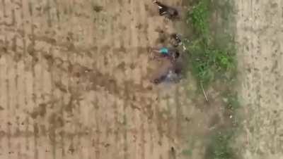 Myanmar Army soldiers hit by drone munition near Myingyan, Mandalay Region.