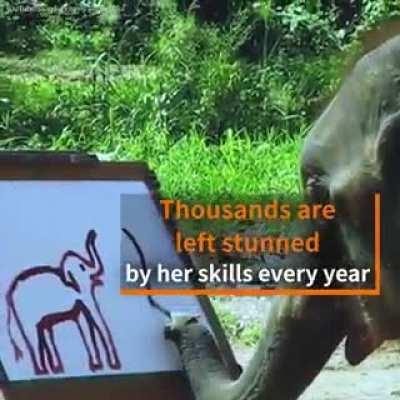 This elephant that can paint and write