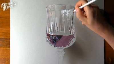 Drawing of Beaujolais Nouveau in a crystal glass.