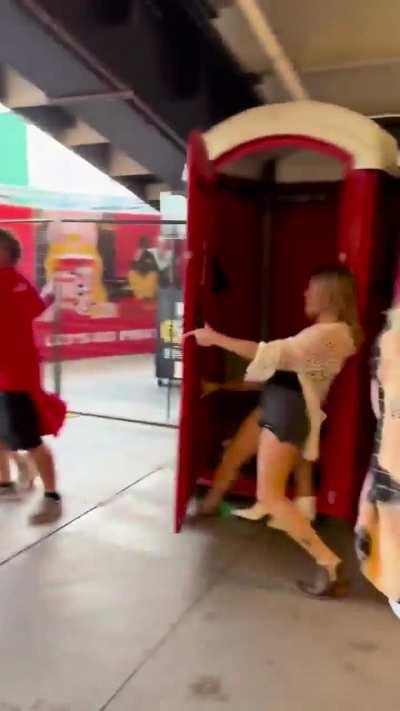 To use a porta potty