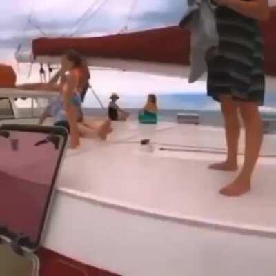 WCGW trying to jump off a boat