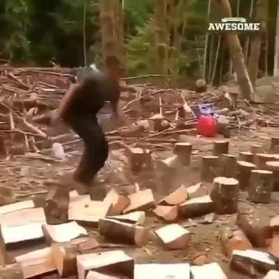 Just a dude chopping wood