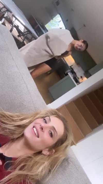 Saxon smiling with her sister on Stories - 2 July