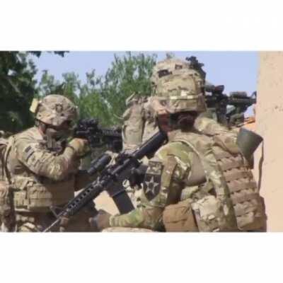 US Army and ANA soldiers engaged in a very close firefight in Afghanistan.