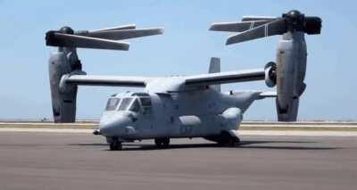 V-22 Osprey Helicopter Transforming into Flight Mode