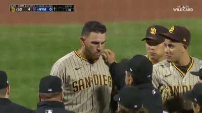 Umpires check Joe Musgrove's ears for a foreign substance : r/baseball