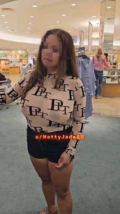 My Asian titties in SHEER while shopping