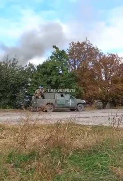 Ukrainian technical engaging with Russian Forces in Kharkiv Oblast