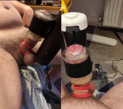 (26) Redditor milking my cock using remote controlled fleshlight while watching - who wants a go next ? 😈🇬🇧