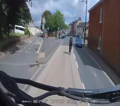 Cyclist thinks he owns the road.