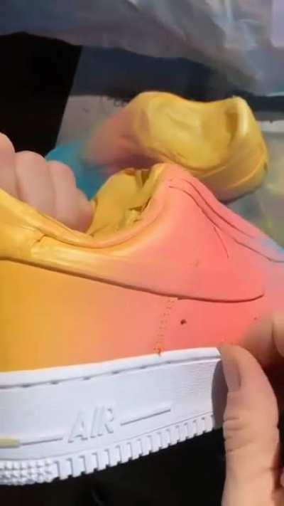 Unwrapping painted shoes