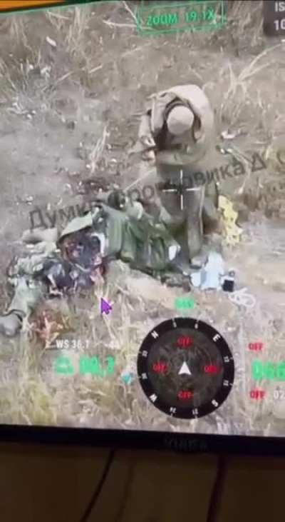 NSFW: Ukrainian drone operators observed a Russian soldier looting his killed comrade. October 2024.