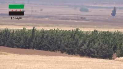 FSA BGM-71 TOW team engages and destroys a moving tank near Suran, Syria - June 2015