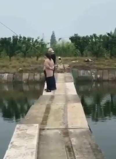 Watch your step when your walking on a bridge!