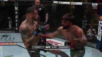 Mike Perry blocking punches with his face for 1 minute, 20 seconds.