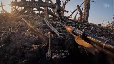 Ukrainians from the third assault brigade share verbal violence while storming russian trenches.