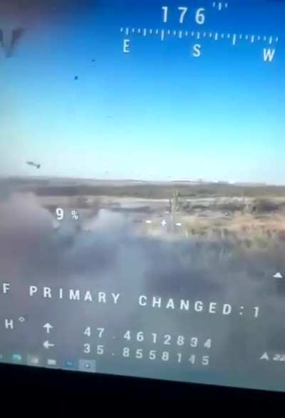 Ukrainian FPV drone dropped a large explosive charge inside a Russian dugout. Robotyne front.