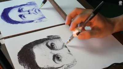 This mad skills drawing Ronaldo and Messi at the same time