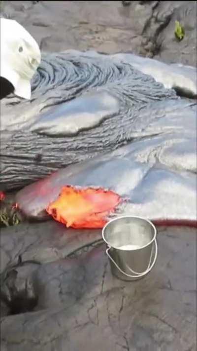 One Man's Quest to Collect Lava in a Bucket