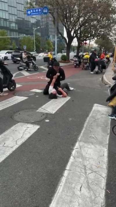 Fight Breaks Out at Crosswalk