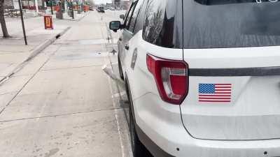 Denver Transit police show us how to properly park next to a bike lane. 