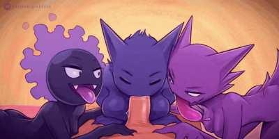 Gengar, Haunter and Gastly catch a trainer[Pokémon](Pinktaco)