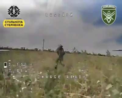 Ukrainian 68th Jaeger Brigade's &quot;Dovbush's Hornets&quot; drone team targeted a pair of Russian soldiers with FPV strike drones. The first Russian hides and cleverly diverts the drone pilot's attention onto a comrade, but ultimately he was taken out by another 