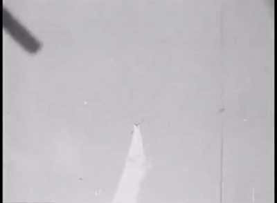 An undated clip of gun camera footage from an F-86 Sabre showing an encounter with a MiG-15 somewhere over North Korea