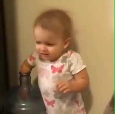 Baby pranks her dad