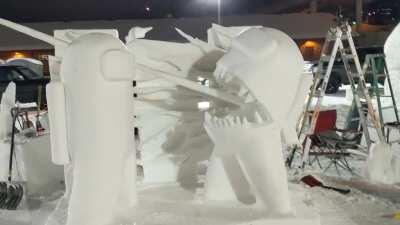 Our Snow Sculpture got 1st Place