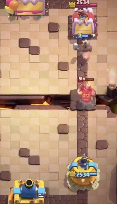 Unorthodox play against miner, get a healthy hog on the map for only 1 elixir!