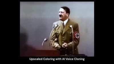 This is what Hitler speaking English sounds like, with the help of A.I. Credit goes to the Youtube channel, 'Upscaling History'.