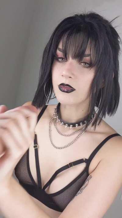 Do you like when little goth girls spit on your cock and degrade you?