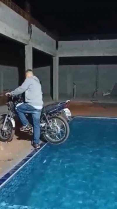 Trying new motorcycle stunts