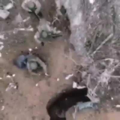 Russian Armed Forces soldiers throw grenades at trenches of the APU.