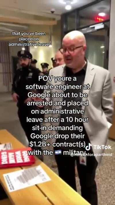 Google called police on their own employees for protesting their $1.2 billion cloud computing + AI contract with Israel/IDF