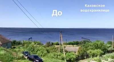 Kakhovka water storage. Before and after.