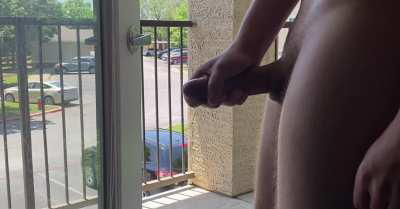 Blowing my load in plain view of the neighbors. (Apartment Balcony Cumshot)