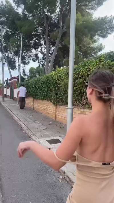 Dared to walk bare-chested behind a stranger