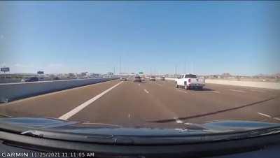 Wrong way driver on AZ freeway (speed limit 65 MPH) Driver is dead after hitting 3 vehicles, police car