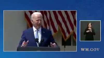 Biden says you can walk into a gun show and buy whatever you want without a background check. In a separate video I posted taken not 60 minutes apart from this one, Press Sec says Biden does not believe this.