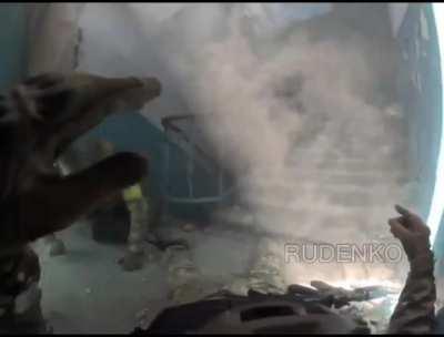 FPV GoPro footage of Ukrainian troops assaulting an apartment building. Bakhmut, uploaded 2023-05-25.