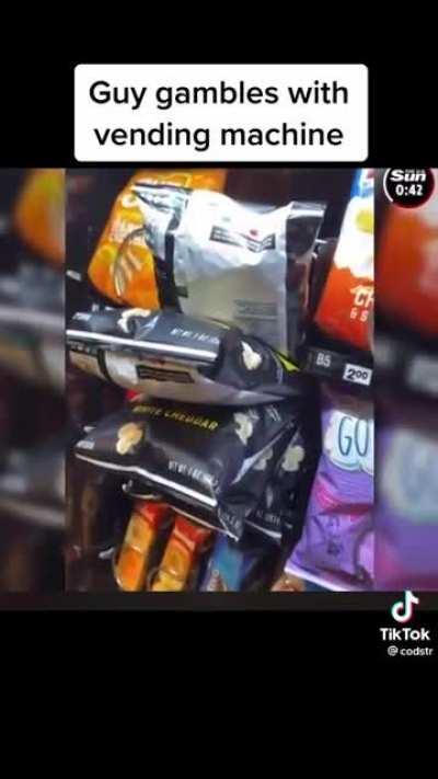 guy gambles with a vending machine