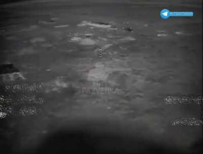 Russian FPV drone with thermal camera target a group of ukrainian soldiers at night